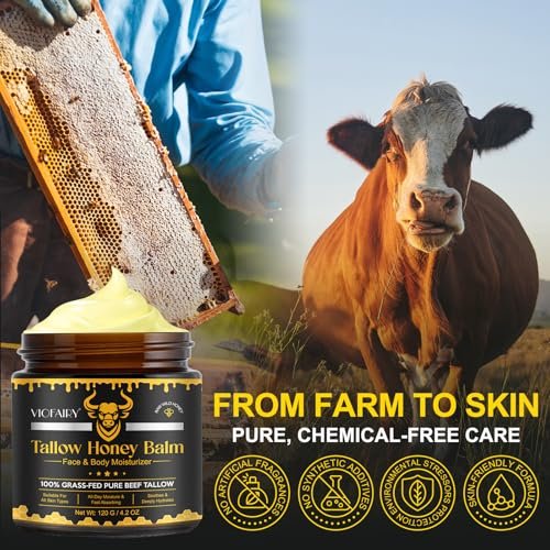 KZUO Beef Tallow for Skin - Hydrating Tallow Balm with Raw Honey and Beeswax, Grass-Fed Beef Tallow & Raw Wild Honey Blend, Body & Face Moisturizer, Natural Formula, 4.2 Fl Oz Avelisse
