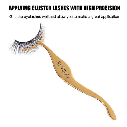 3-in-1 Cluster Eyelash Applicator Kit by ekysso | Precision Lash Tweezers for Clusters & Strip Lashes