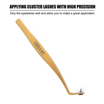 3-in-1 Cluster Eyelash Applicator Kit by ekysso | Precision Lash Tweezers for Clusters & Strip Lashes