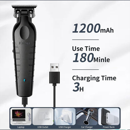 KEMEI Hair Clipper 2299 Professional Cordless & Corded Barber Clippers for Men - Rechargeable Beard Trimmer, Stainless Steel Blades, Black