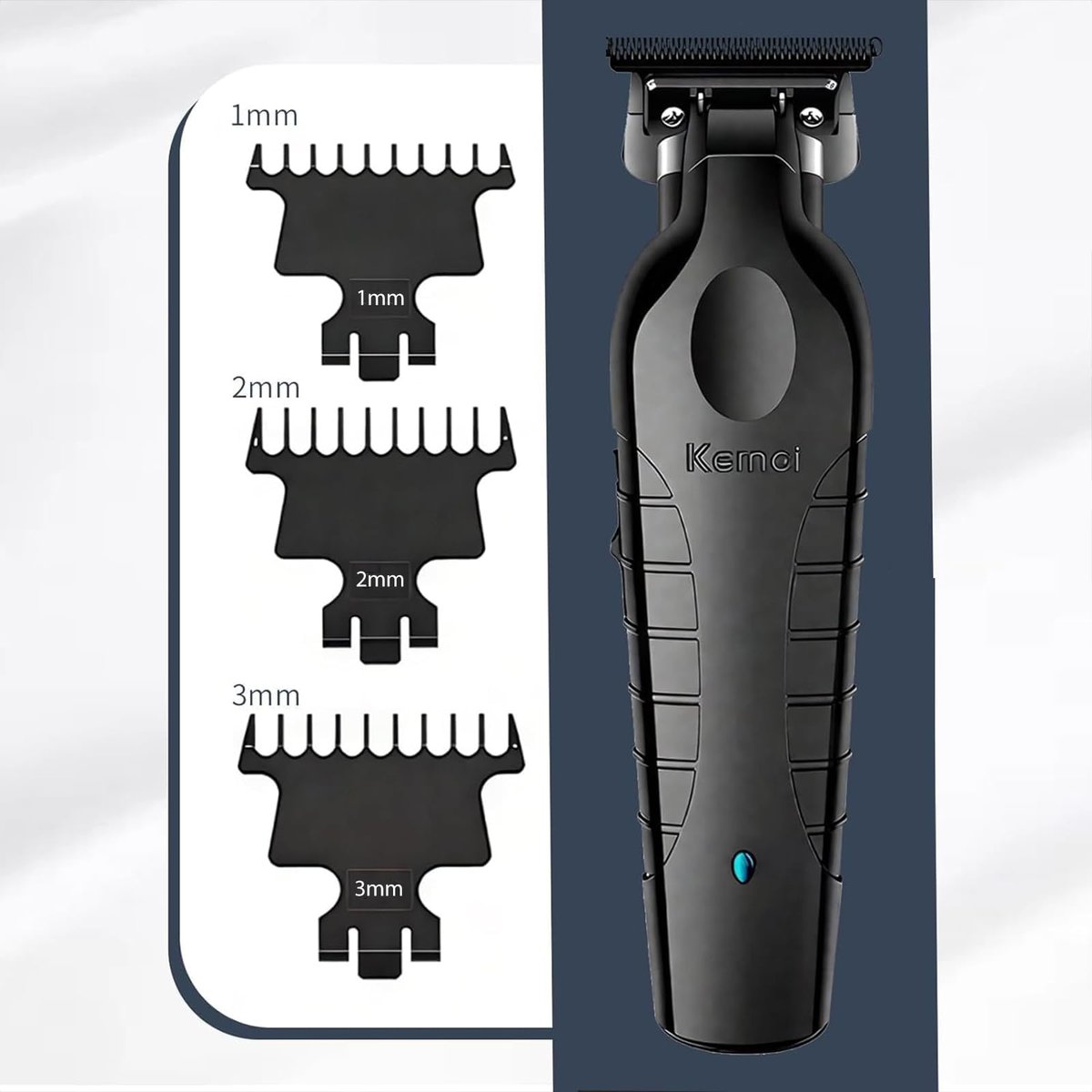 KEMEI Hair Clipper 2299 Professional Cordless & Corded Barber Clippers for Men - Rechargeable Beard Trimmer, Stainless Steel Blades, Black - görsel 11