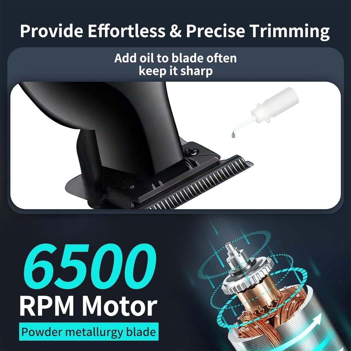 KEMEI Hair Clipper 2299 Professional Cordless & Corded Barber Clippers for Men - Rechargeable Beard Trimmer, Stainless Steel Blades, Black - görsel 3