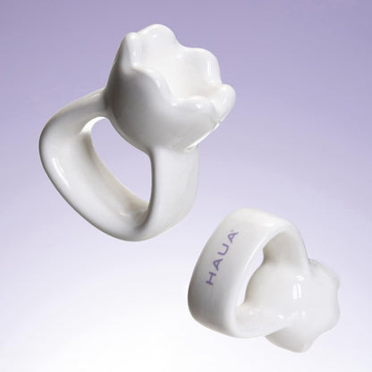 HAUA Ring Gua Sha – Premium Natural Ceramic Facial Massager for Face & Body, White Avelisse
