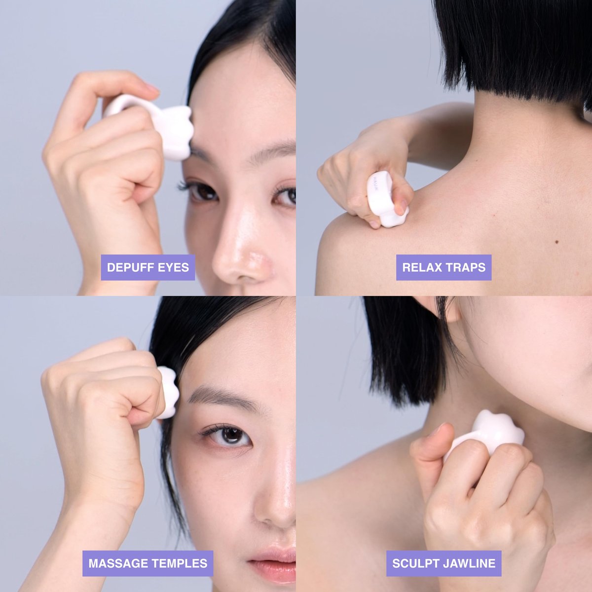 HAUA Ring Gua Sha – Premium Natural Ceramic Facial Massager for Face & Body, White Avelisse