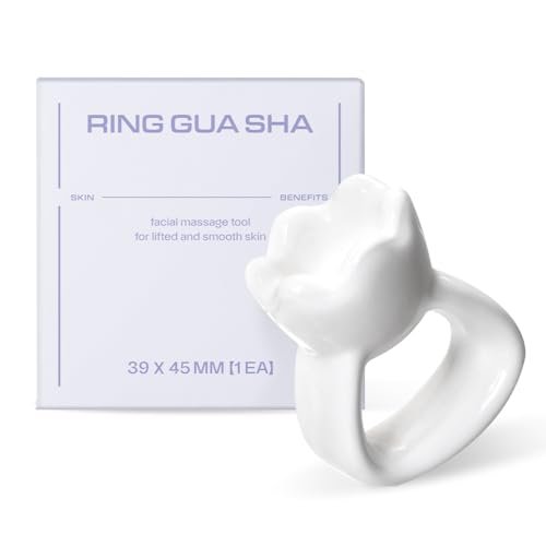 HAUA Ring Gua Sha – Premium Natural Ceramic Facial Massager for Face & Body, White Avelisse