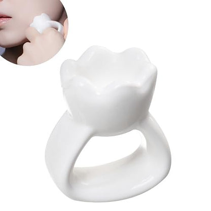 HAUA Ring Gua Sha – Premium Natural Ceramic Facial Massager for Face & Body, White Avelisse