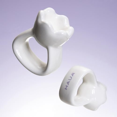 HAUA Ring Gua Sha – Premium Natural Ceramic Facial Massager for Face & Body, White Avelisse