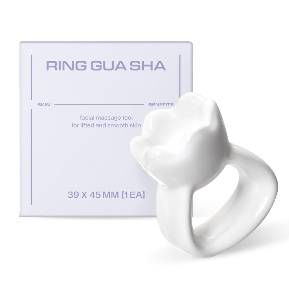 HAUA Ring Gua Sha – Premium Natural Ceramic Facial Massager for Face & Body, White Avelisse