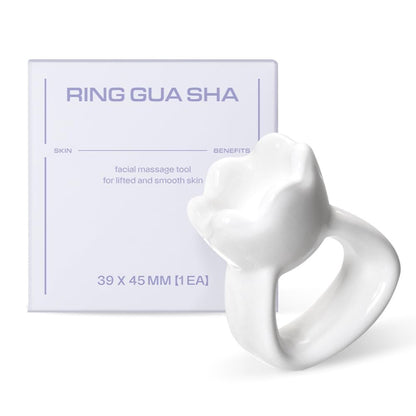 HAUA Ring Gua Sha – Premium Natural Ceramic Facial Massager for Face & Body, White Avelisse