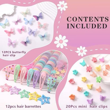 1400-Piece Hair Accessories Set for Girls – Colorful Hair Ties, Butterfly Clips, Claws, Wax Stick & Organizer Box Avelisse