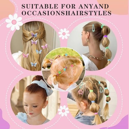 1400-Piece Hair Accessories Set for Girls – Colorful Hair Ties, Butterfly Clips, Claws, Wax Stick & Organizer Box Avelisse