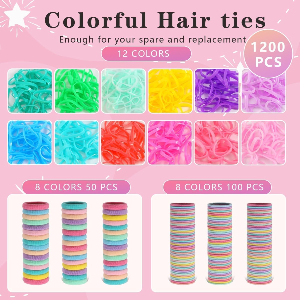 1400-Piece Hair Accessories Set for Girls – Colorful Hair Ties, Butterfly Clips, Claws, Wax Stick & Organizer Box Avelisse