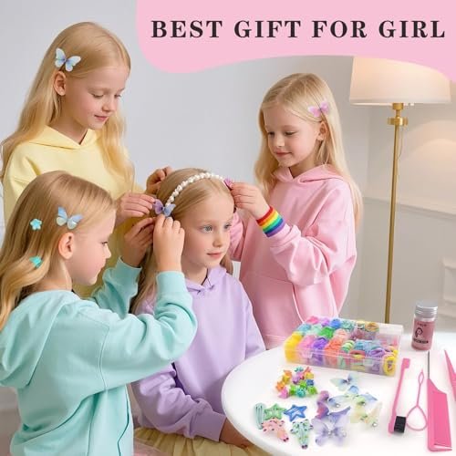 1400-Piece Hair Accessories Set for Girls – Colorful Hair Ties, Butterfly Clips, Claws, Wax Stick & Organizer Box Avelisse
