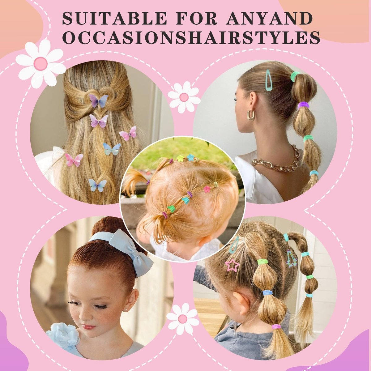 1400-Piece Hair Accessories Set for Girls – Colorful Hair Ties, Butterfly Clips, Claws, Wax Stick & Organizer Box Avelisse