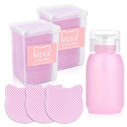 MEKK Lint Free Nail Wipes with Acetone Dispenser Set - 400 Cat-Shaped Wipes & 200ml Anti-Corrosion Pump Dispenser for Acetone, Alcohol, Nail Polish Remover - görsel 2