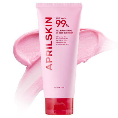 APRILSKIN TXA Niacinamide 99 Pore Care Pink Bubble Gum Deep Cleanser - 99% High-Purity TXA+Niacinamide All-in-One Cleanser for Deep Cleansing, Blackhead Care, Pore Care, Moisturizing - 4.23 fl.oz.