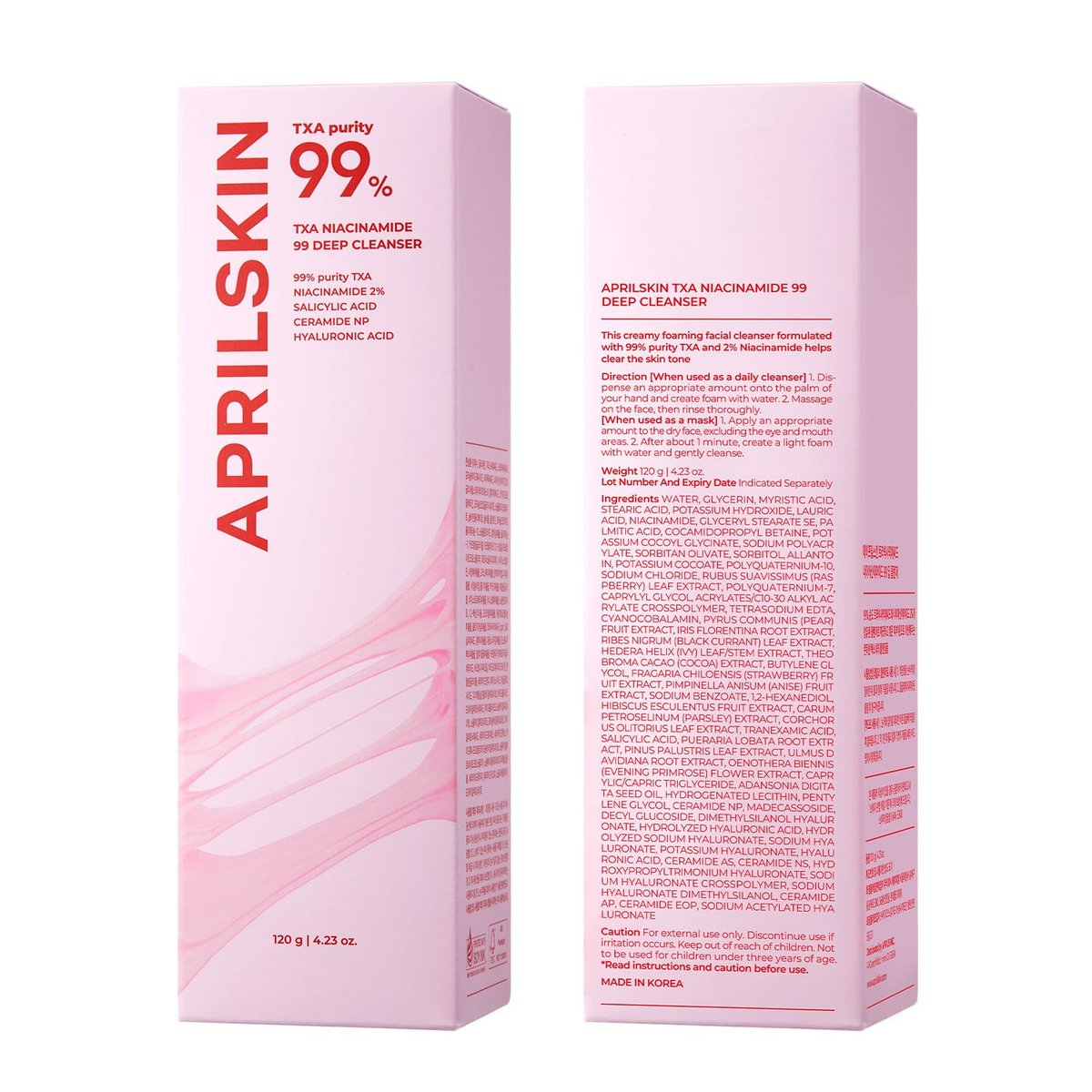 APRILSKIN TXA Niacinamide 99 Pore Care Pink Bubble Gum Deep Cleanser - 99% High-Purity TXA+Niacinamide All-in-One Cleanser for Deep Cleansing, Blackhead Care, Pore Care, Moisturizing - 4.23 fl.oz. - görsel 17