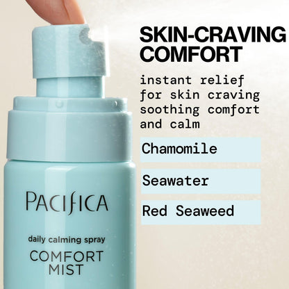 Pacifica Comfort Mist Daily Calming Face Spray - Hydrating Facial Mist for Sensitive & Dry Skin - Fragrance-Free Soothing Spray with Red Seaweed, Green Tea & Chamomile - Vegan - 4 fl oz