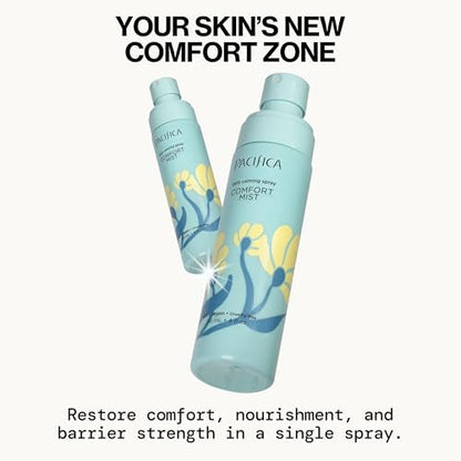 Pacifica Comfort Mist Daily Calming Face Spray - Hydrating Facial Mist for Sensitive & Dry Skin - Fragrance-Free Soothing Spray with Red Seaweed, Green Tea & Chamomile - Vegan - 4 fl oz
