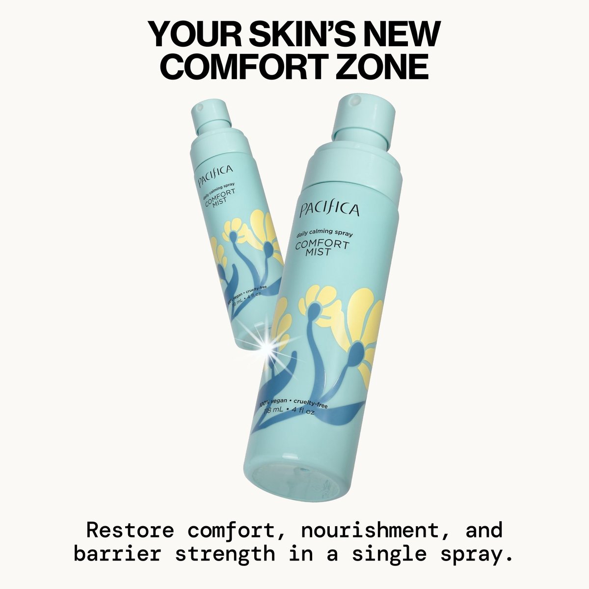 Pacifica Comfort Mist Daily Calming Face Spray - Hydrating Facial Mist for Sensitive & Dry Skin - Fragrance-Free Soothing Spray with Red Seaweed, Green Tea & Chamomile - Vegan - 4 fl oz - görsel 3