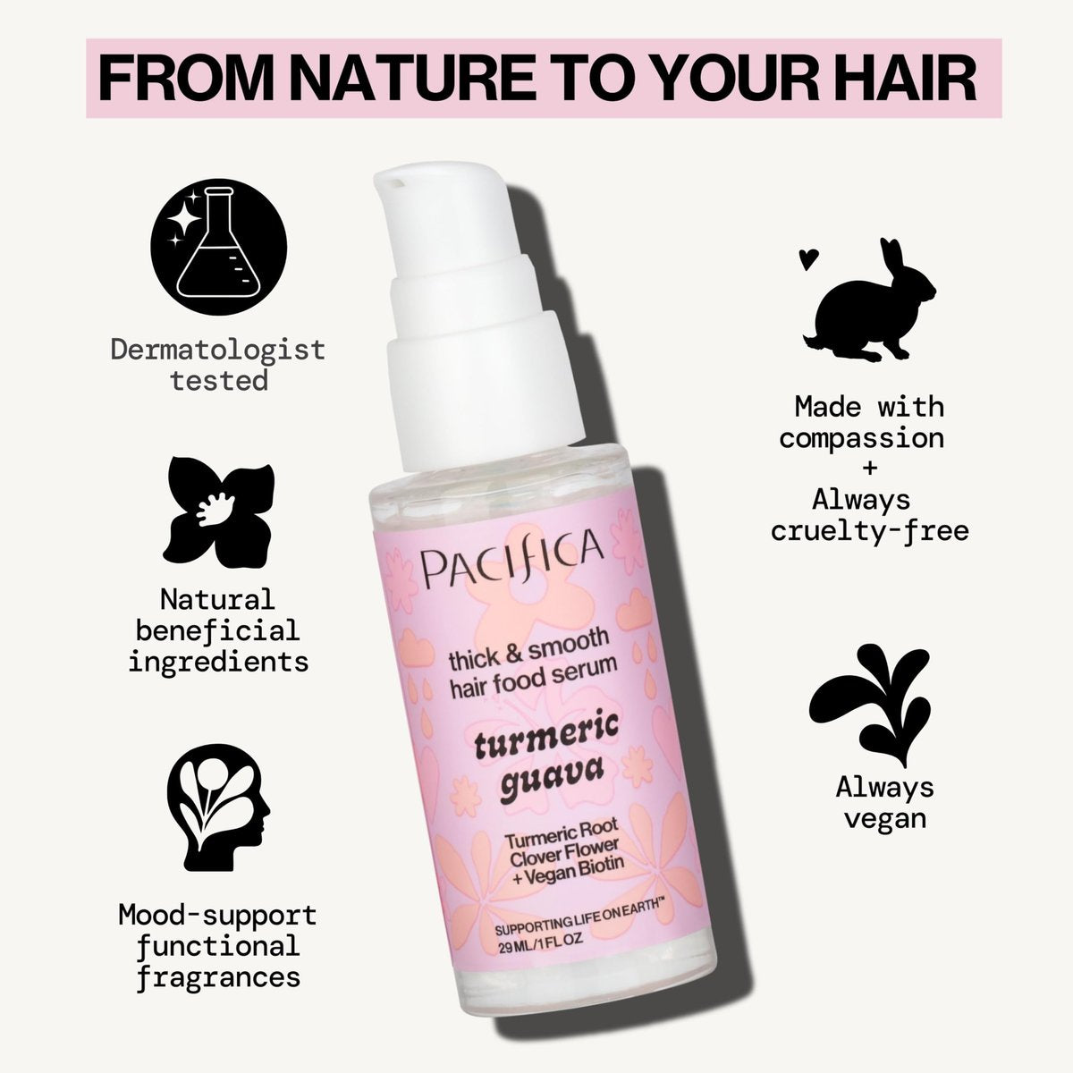 Pacifica Invisible Calming Hair Serum - Frizz Control & Hair Thickening Treatment with Turmeric, Guava, Peptides, Biotin & Caffeine - Vegan & Cruelty-Free Leave-In Scalp Serum (1 fl oz) - görsel 3