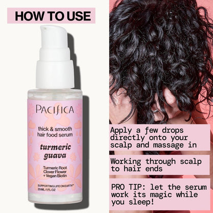 Pacifica Invisible Calming Hair Serum - Frizz Control & Hair Thickening Treatment with Turmeric, Guava, Peptides, Biotin & Caffeine - Vegan & Cruelty-Free Leave-In Scalp Serum (1 fl oz)