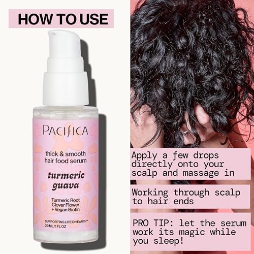 Pacifica Invisible Calming Hair Serum - Frizz Control & Hair Thickening Treatment with Turmeric, Guava, Peptides, Biotin & Caffeine - Vegan & Cruelty-Free Leave-In Scalp Serum (1 fl oz) - görsel 12