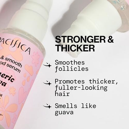 Pacifica Invisible Calming Hair Serum - Frizz Control & Hair Thickening Treatment with Turmeric, Guava, Peptides, Biotin & Caffeine - Vegan & Cruelty-Free Leave-In Scalp Serum (1 fl oz)