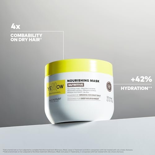 ALFAPARF MILANO Yellow Professional Nutritive Nourishing Mask for Dry Hair - Argan & Coconut Oils, Deep Nourishment, 16.9 fl oz (500ml) - görsel 4