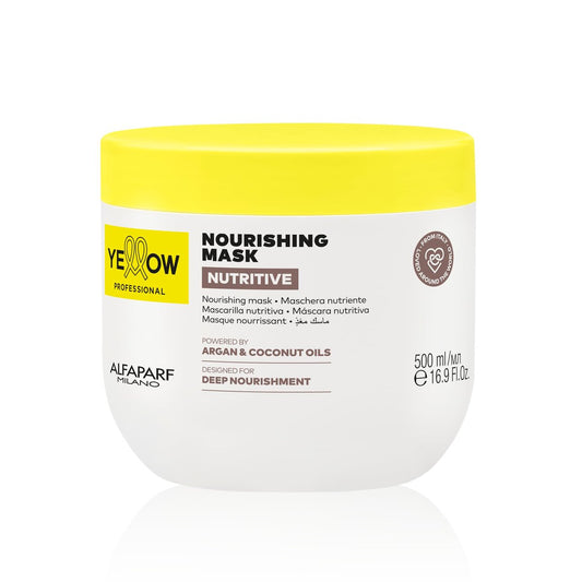 ALFAPARF MILANO Yellow Professional Nutritive Nourishing Mask for Dry Hair - Argan & Coconut Oils, Deep Nourishment, 16.9 fl oz (500ml)