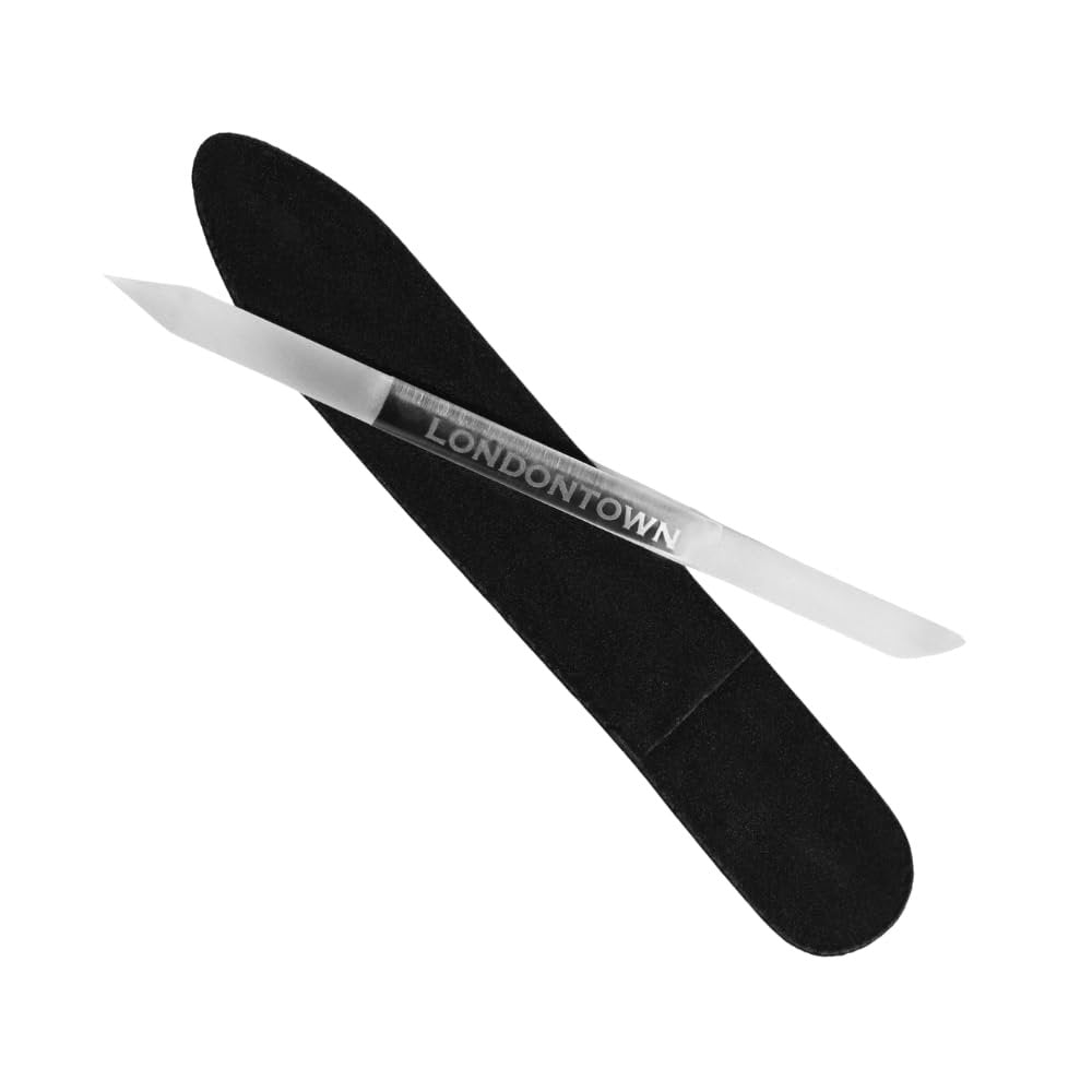 LONDONTOWN Double-Sided Glass Cuticle Pusher – Dual-Ended Under Nail Cleaner and Cuticle Remover Care Tool for Hands & Feet Manicure Pedicures Avelisse