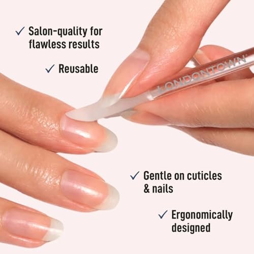 LONDONTOWN Double-Sided Glass Cuticle Pusher – Dual-Ended Under Nail Cleaner and Cuticle Remover Care Tool for Hands & Feet Manicure Pedicures Avelisse