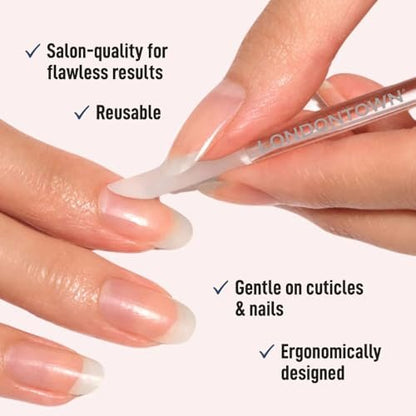 LONDONTOWN Double-Sided Glass Cuticle Pusher – Dual-Ended Under Nail Cleaner and Cuticle Remover Care Tool for Hands & Feet Manicure Pedicures Avelisse
