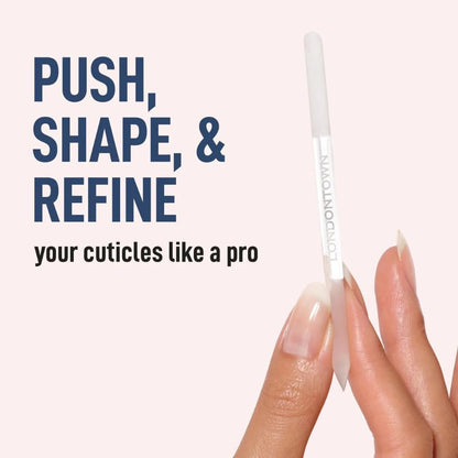 LONDONTOWN Double-Sided Glass Cuticle Pusher – Dual-Ended Under Nail Cleaner and Cuticle Remover Care Tool for Hands & Feet Manicure Pedicures Avelisse