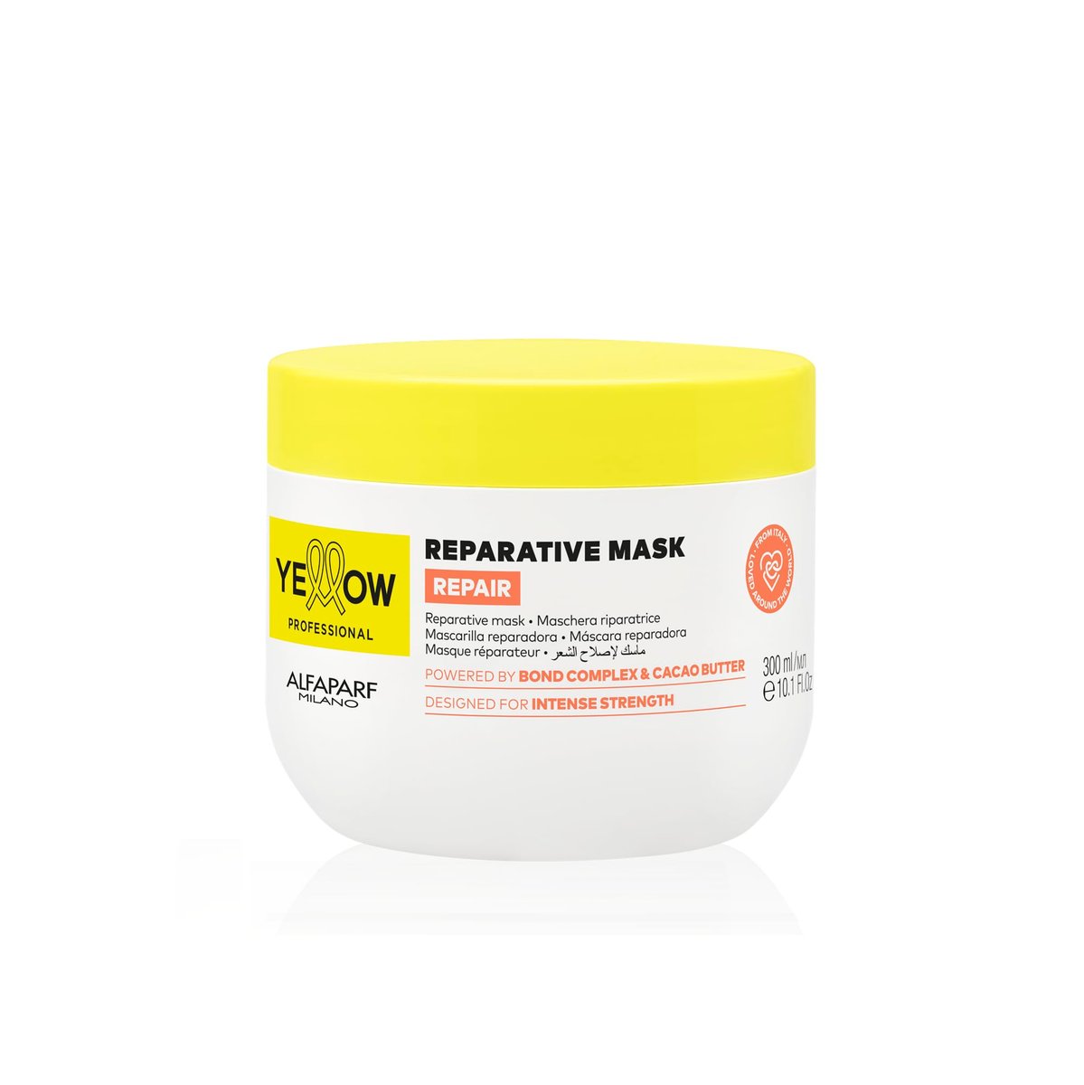 ALFAPARF MILANO Yellow Professional Repair Reparative Mask for Damaged Hair - Bond Complex & Cacao Butter - Intense Strength, 10.1 fl oz - görsel 1