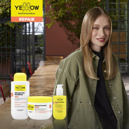 ALFAPARF MILANO Yellow Professional Repair Reparative Shampoo for Damaged Hair - Bond Complex & Cacao Butter - 16.9 fl oz
