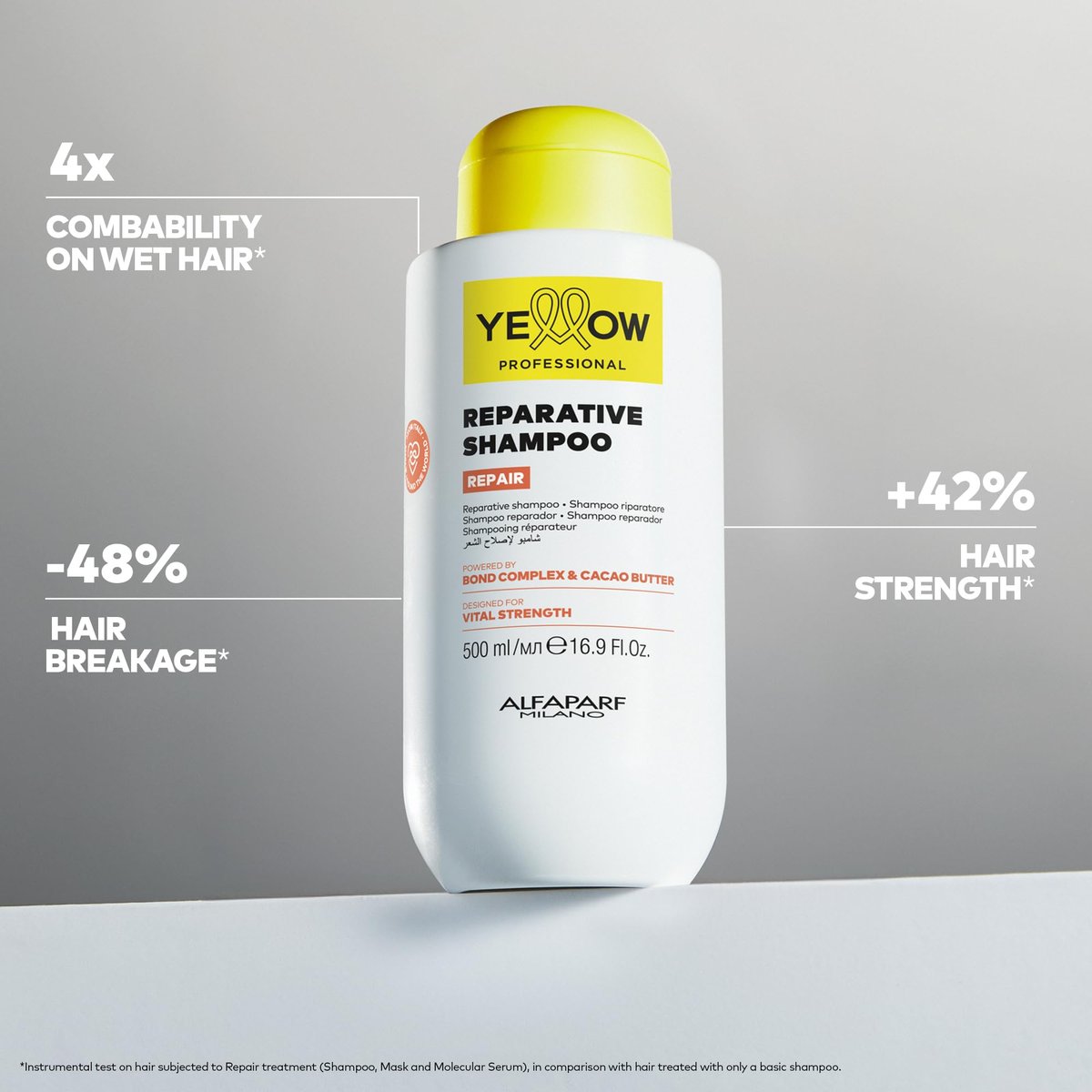 ALFAPARF MILANO Yellow Professional Repair Reparative Shampoo for Damaged Hair - Bond Complex & Cacao Butter - 16.9 fl oz - görsel 3