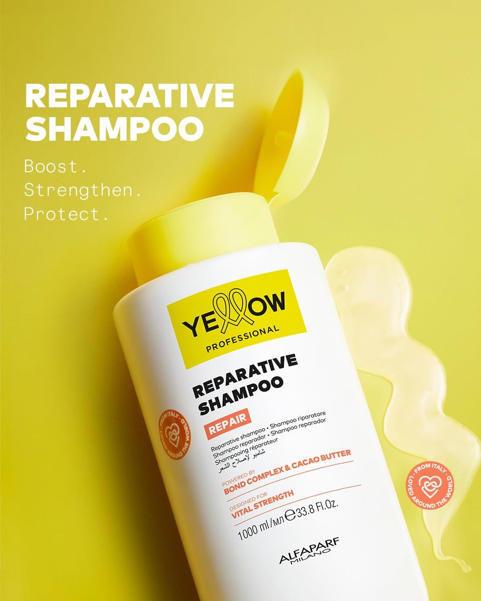 ALFAPARF MILANO Yellow Professional Repair Reparative Shampoo for Damaged Hair - Bond Complex & Cacao Butter - 16.9 fl oz - görsel 11