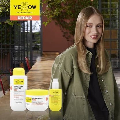 ALFAPARF MILANO Yellow Professional Repair Reparative Shampoo for Damaged Hair - Bond Complex & Cacao Butter - 16.9 fl oz