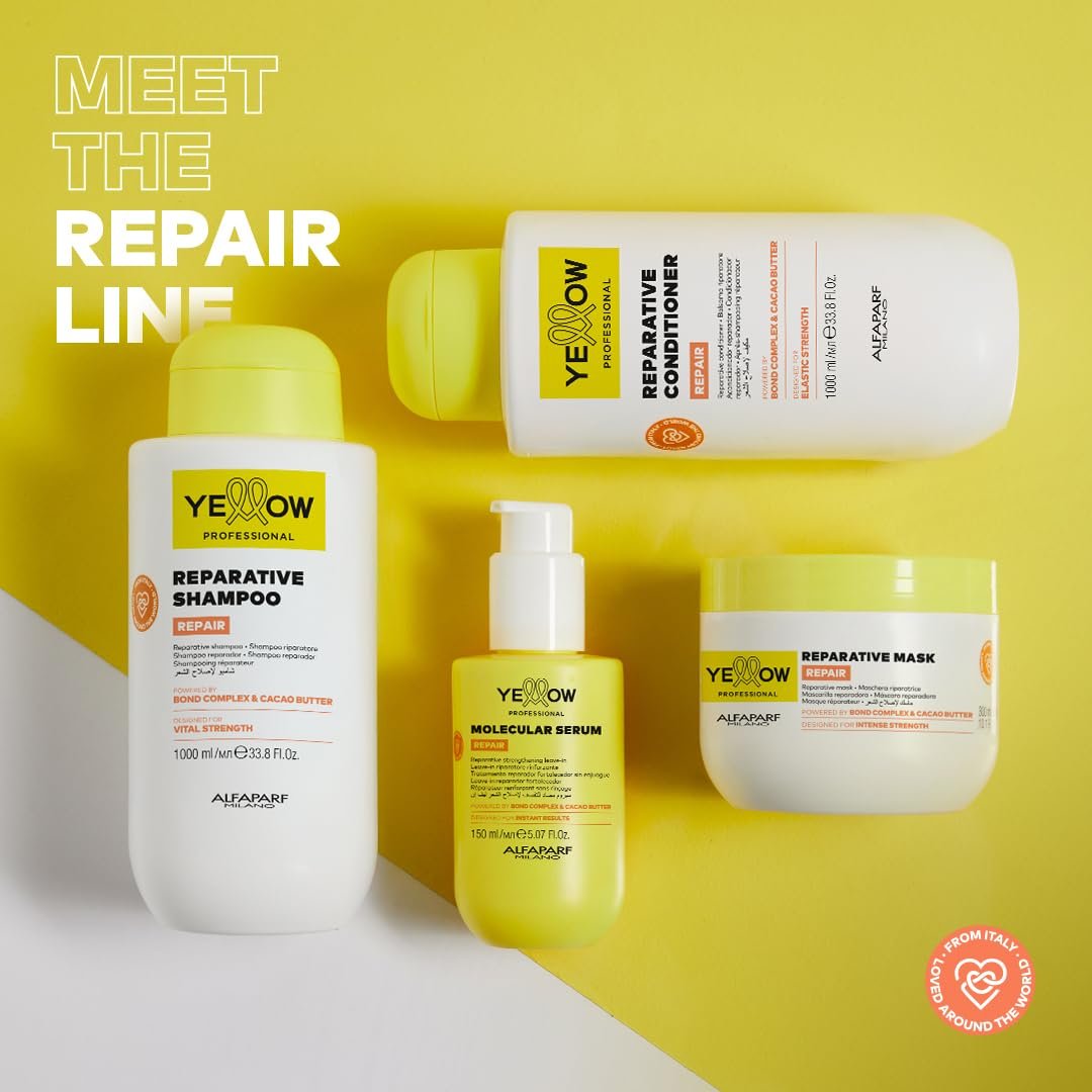 ALFAPARF MILANO Yellow Professional Repair Reparative Shampoo for Damaged Hair - Bond Complex & Cacao Butter - 16.9 fl oz - görsel 17