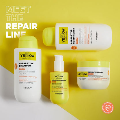 ALFAPARF MILANO Yellow Professional Repair Reparative Shampoo for Damaged Hair - Bond Complex & Cacao Butter - 16.9 fl oz