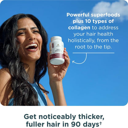 Ancient Nutrition Hair Growth + Collagen Supplement – Hydrolyzed Collagen Peptides with Clinically Studied Superfoods for Thicker, Fuller Hair & Radiant Skin, 60 Count Avelisse