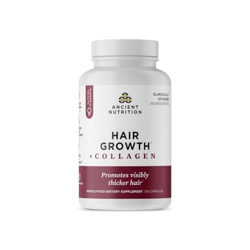Ancient Nutrition Hair Growth + Collagen Supplement – Hydrolyzed Collagen Peptides with Clinically Studied Superfoods for Thicker, Fuller Hair & Radiant Skin, 60 Count Avelisse