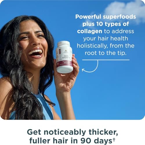 Ancient Nutrition Hair Growth + Collagen Supplement – Hydrolyzed Collagen Peptides with Clinically Studied Superfoods for Thicker, Fuller Hair & Radiant Skin, 60 Count Avelisse
