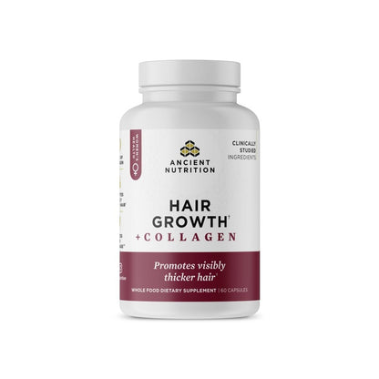 Ancient Nutrition Hair Growth + Collagen Supplement – Hydrolyzed Collagen Peptides with Clinically Studied Superfoods for Thicker, Fuller Hair & Radiant Skin, 60 Count Avelisse