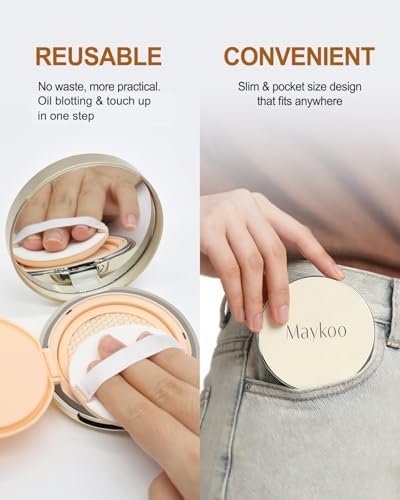 Face Oil Blotting Cushion – Oil Absorbing Liquid Mattifying Cushion with Natural Tea Tree for Oily Skin, Reusable Alternative to Oil Blotting Paper Avelisse