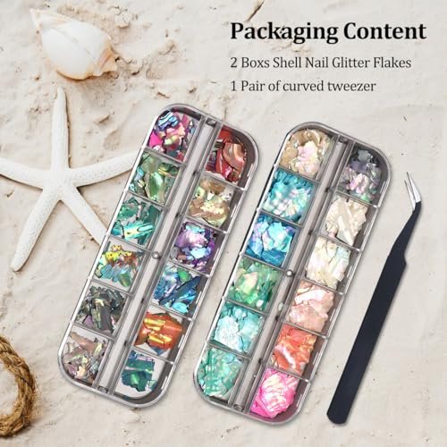 Aurora Shell Nail Glitter Flakes - Holographic Irregular Abalone Slices & Sea Shell Sequins for Nail Art Decoration - görsel 4