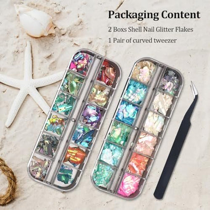 Aurora Shell Nail Glitter Flakes - Holographic Irregular Abalone Slices & Sea Shell Sequins for Nail Art Decoration