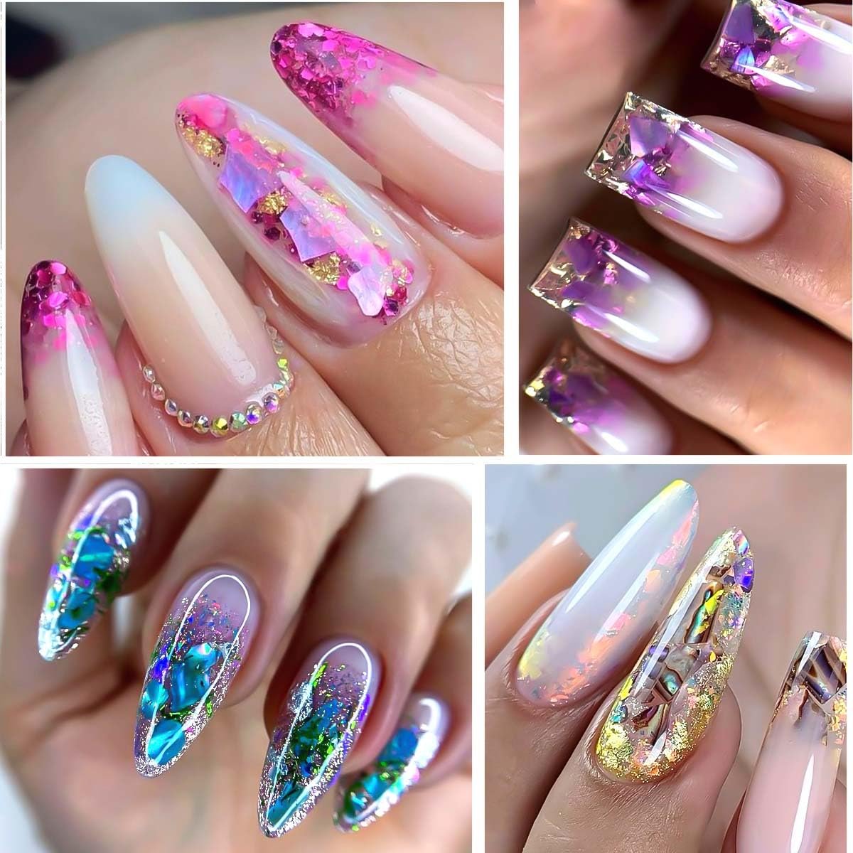Aurora Shell Nail Glitter Flakes - Holographic Irregular Abalone Slices & Sea Shell Sequins for Nail Art Decoration - görsel 11
