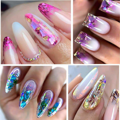 Aurora Shell Nail Glitter Flakes - Holographic Irregular Abalone Slices & Sea Shell Sequins for Nail Art Decoration